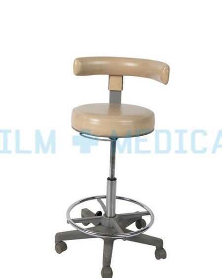 Cream Swivel Stool With Back Rest